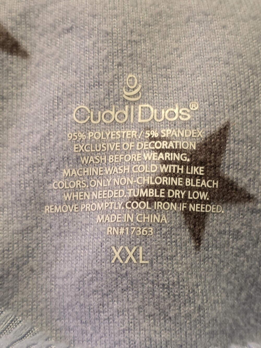 Cuddlduds Cozy Star Print Fleece Lined Sweatshirt Blue Size XXL - Picture 8 of 9
